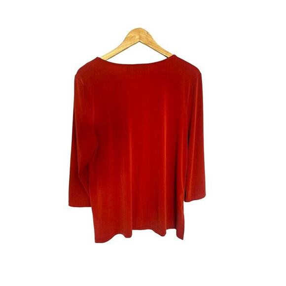 Susan Graver Artisan Top Size Large Burnt Orange Liquid Knit Beaded Blouse - Picture 3 of 5